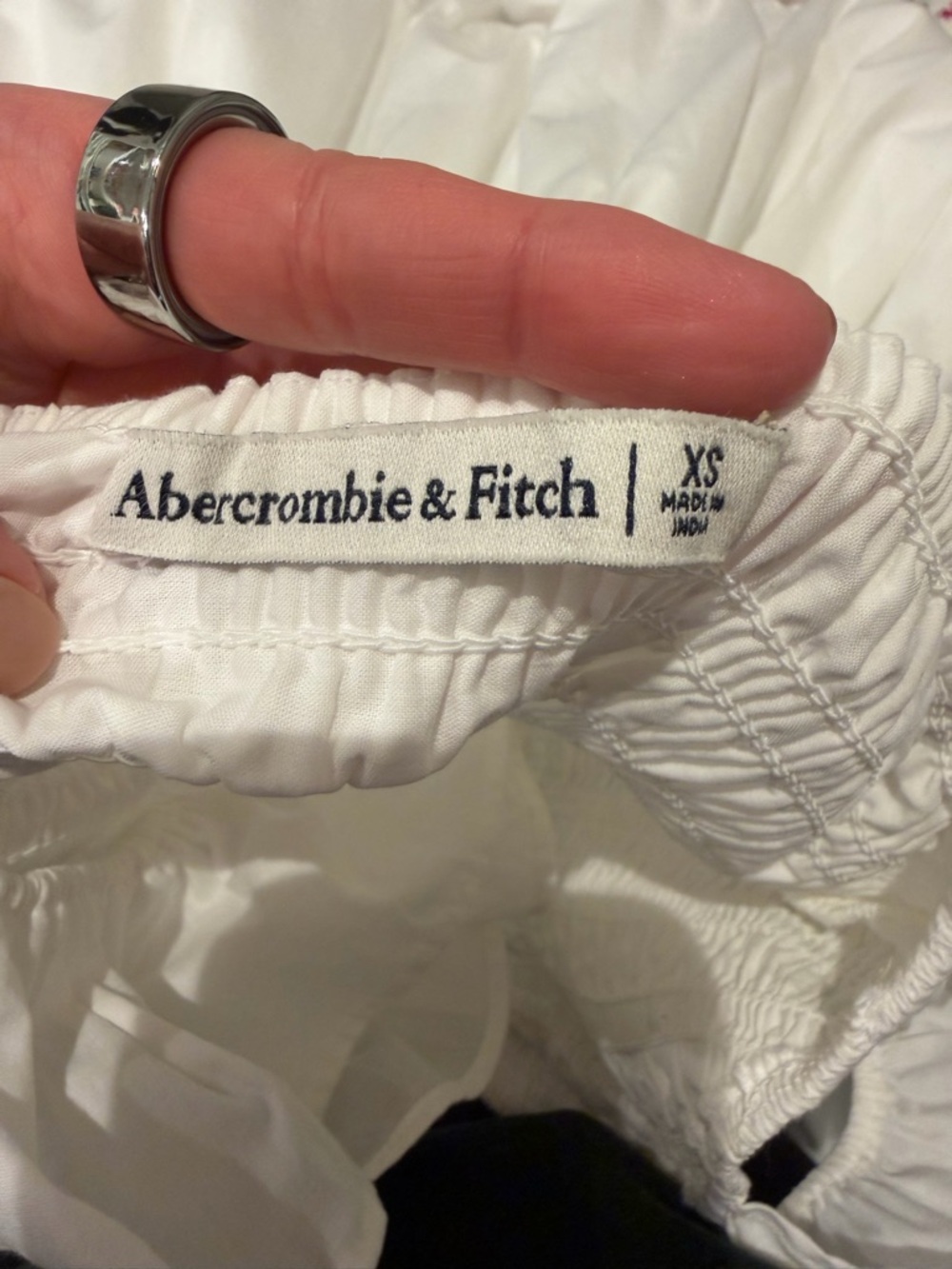 Abercrombie | White Smocked Ruffle Strap Midi Dress - Picture 7 of 10